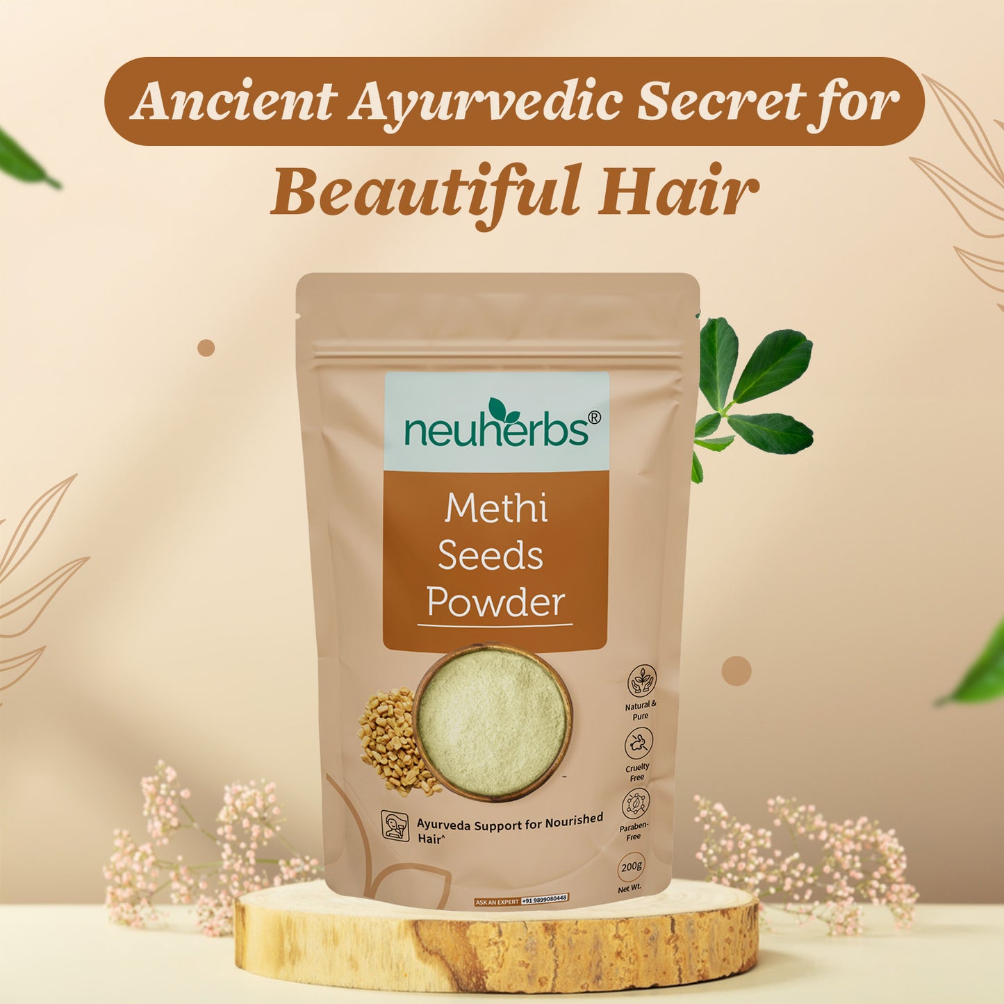 100% Natural Methi Seeds Powder - For Hair Strengthening & Nourishment