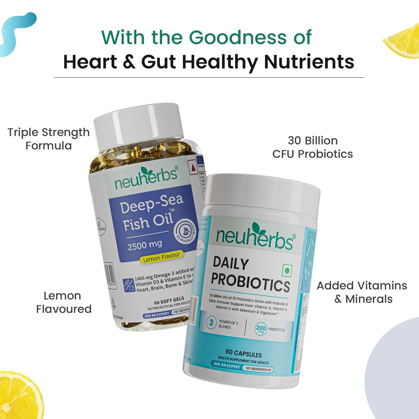 Omega-3 Fish Oil & Daily Probiotics Combo for Heart & Gut Health