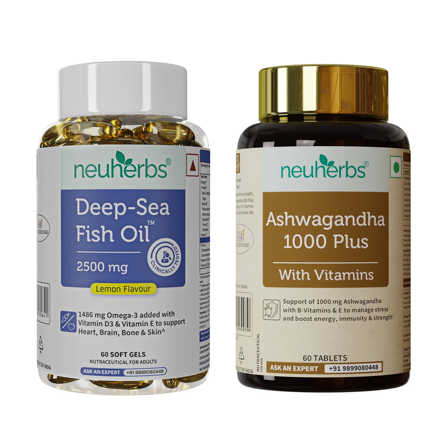 Stress Buster Combo: Omega-3 Fish Oil & Ashwagandha for Heart & Mind