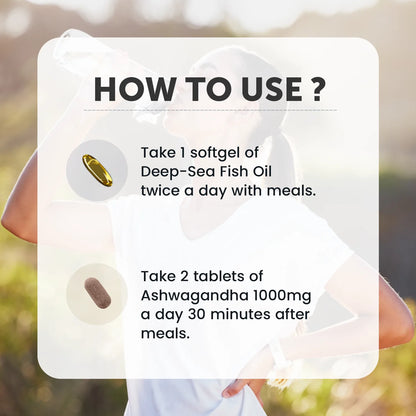 Stress Buster Combo: Omega-3 Fish Oil & Ashwagandha for Heart & Mind