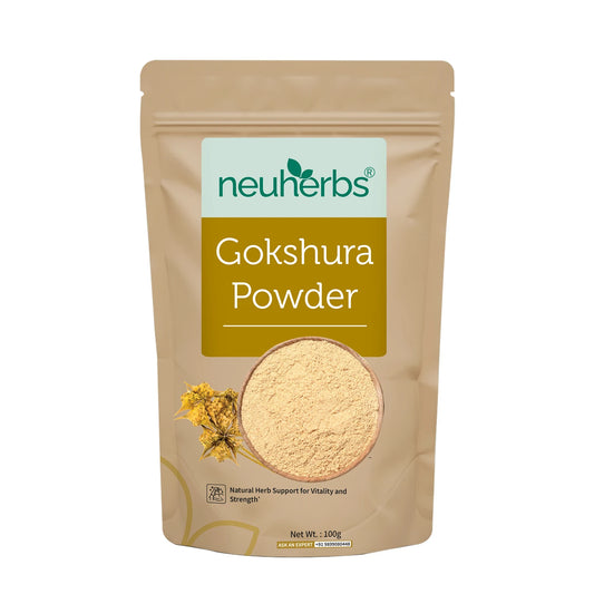 Neuherbs Pure Gokshura Powder (100gm) in natural packaging