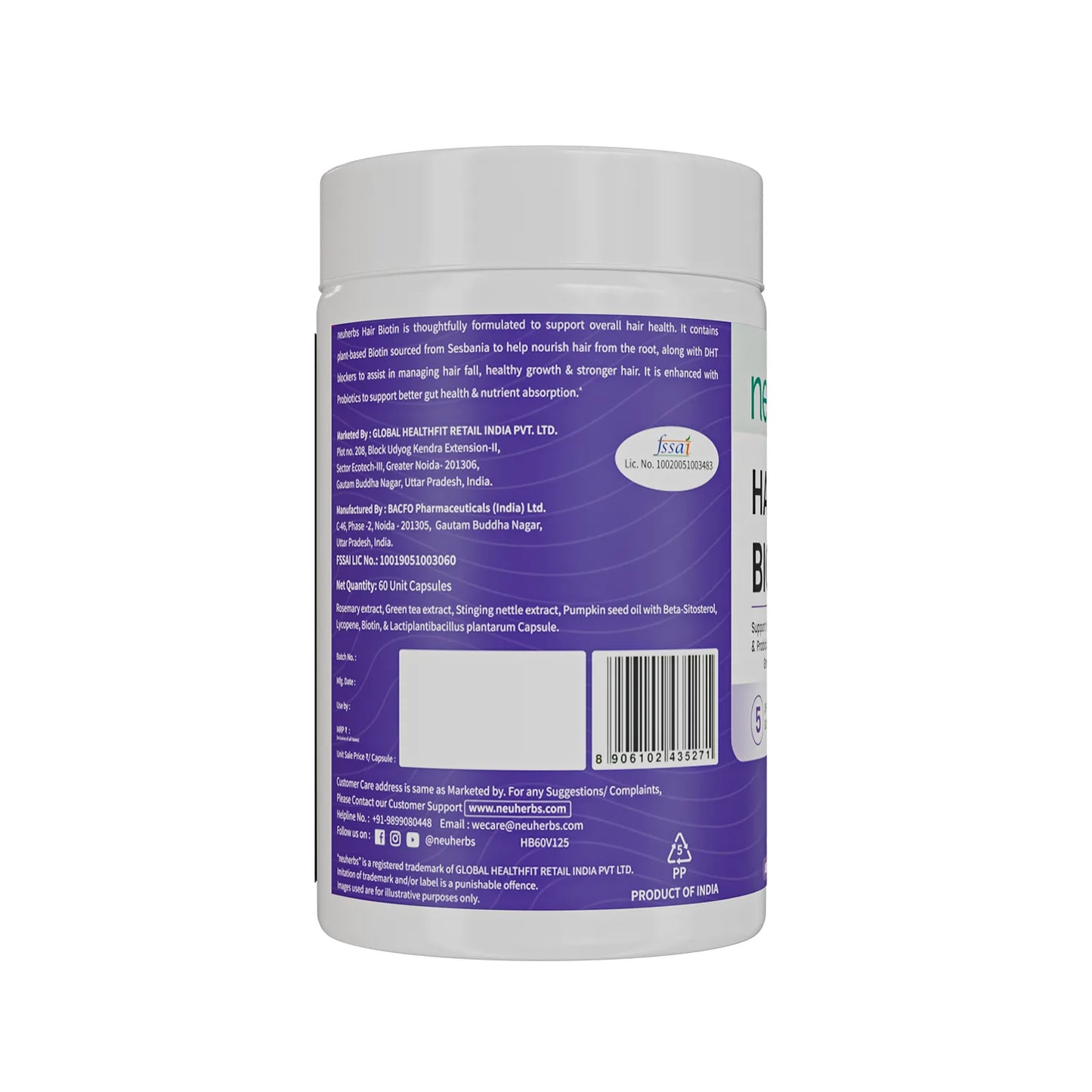 Neuherbs Hair Biotin Capsules - DHT Blocker Hair Supplement