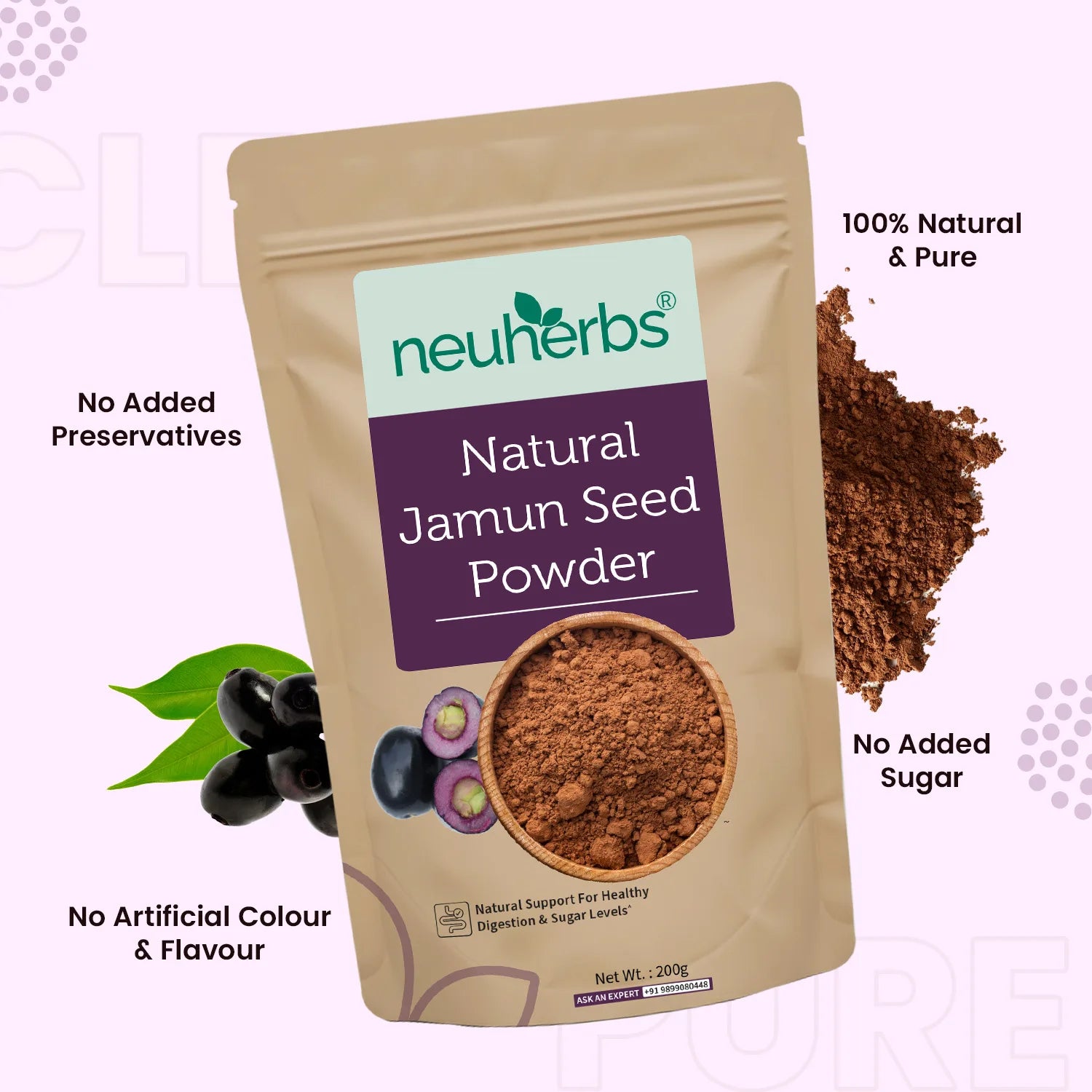 Natural Jamun Seed Powder for Blood Sugar Management image 2
