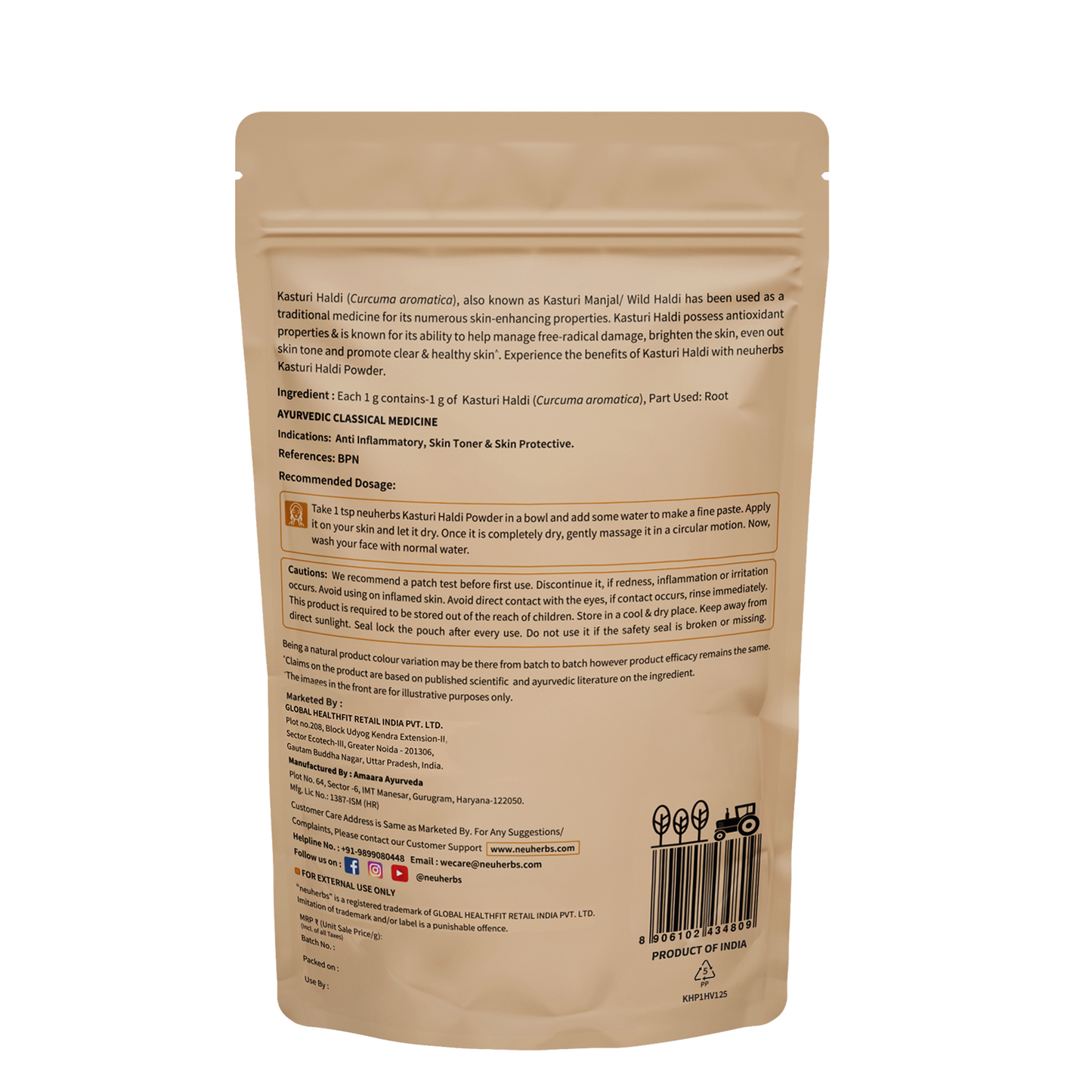 Kasturi Haldi Powder 100g – Natural Care for Glowing Skin