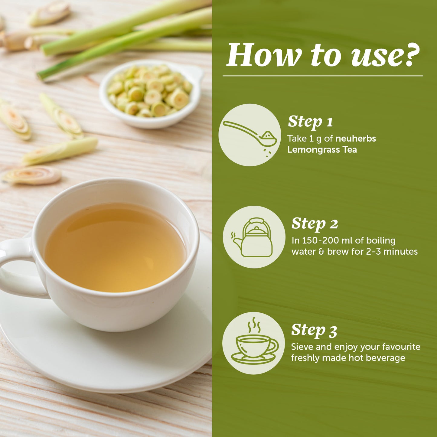 100% Natural Lemongrass Tea - Boost Immunity, Promote Digestion