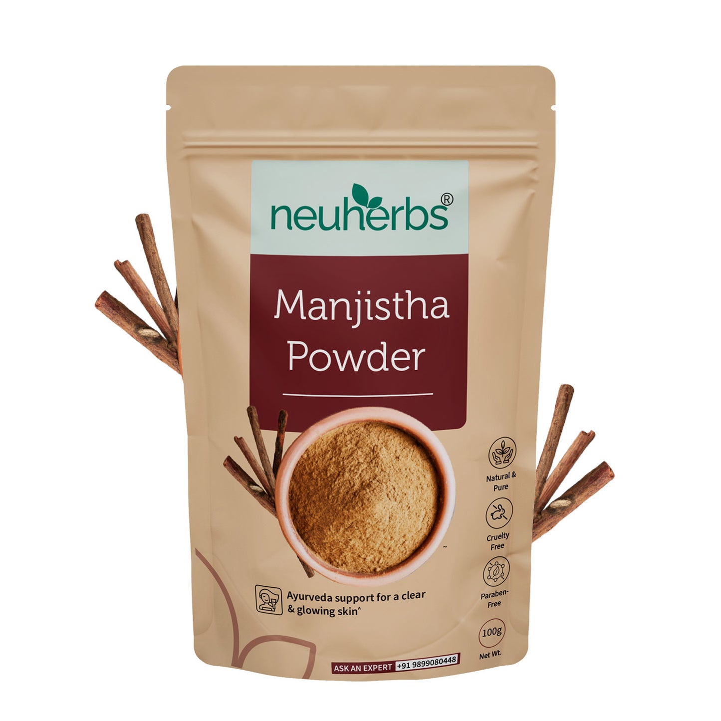 100% Natural Manjistha Powder - For Clear & Glowing Skin