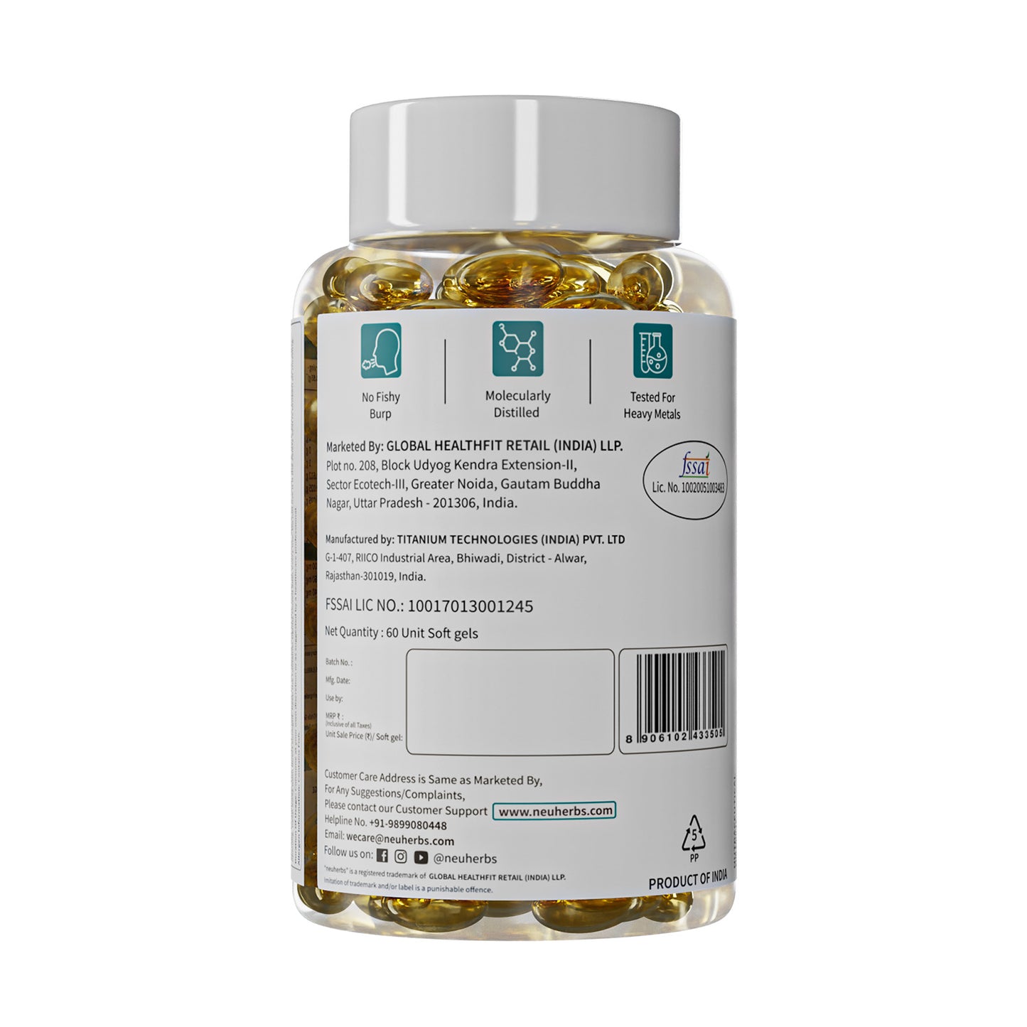 Mini Deep Sea Fish Oil - Omega 3 Supplement- 60 Capsules