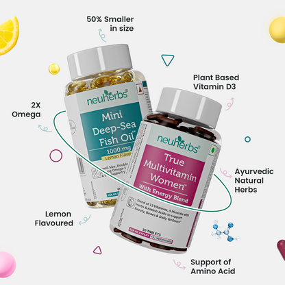 Couple’s Wellness Pack– Mini Fish Oil Omega-3 & Multivitamin Women Combo