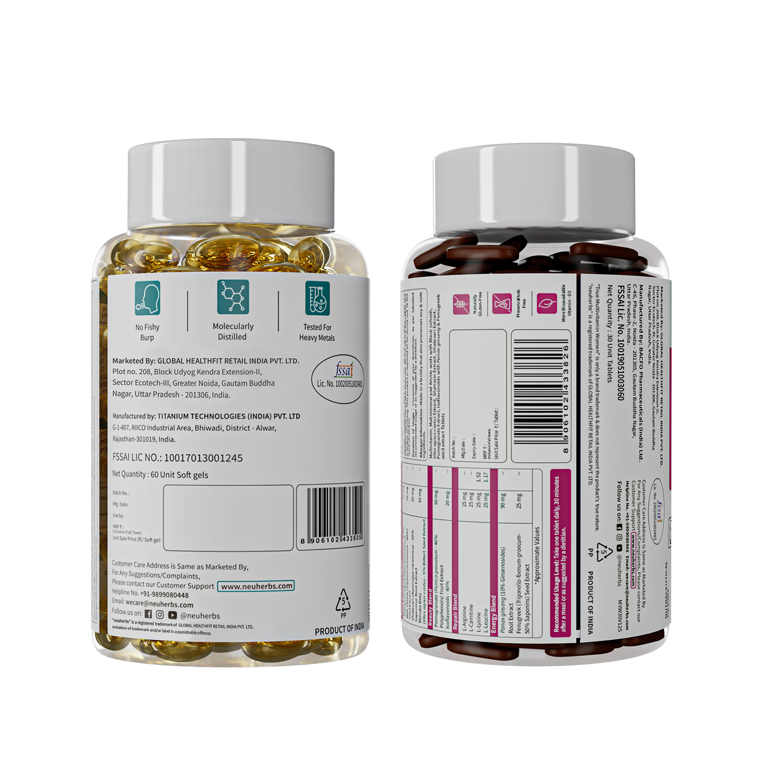 Couple’s Wellness Pack– Mini Fish Oil Omega-3 & Multivitamin Women Combo