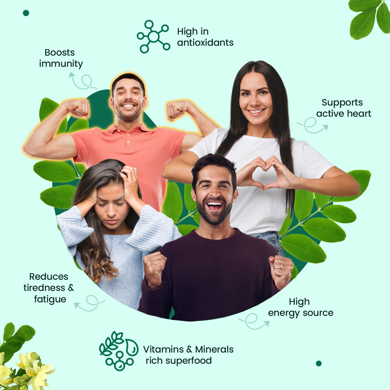 Organically Certified Moringa Tablet for High Energy, Detoxification and overall wellness for Men and Women