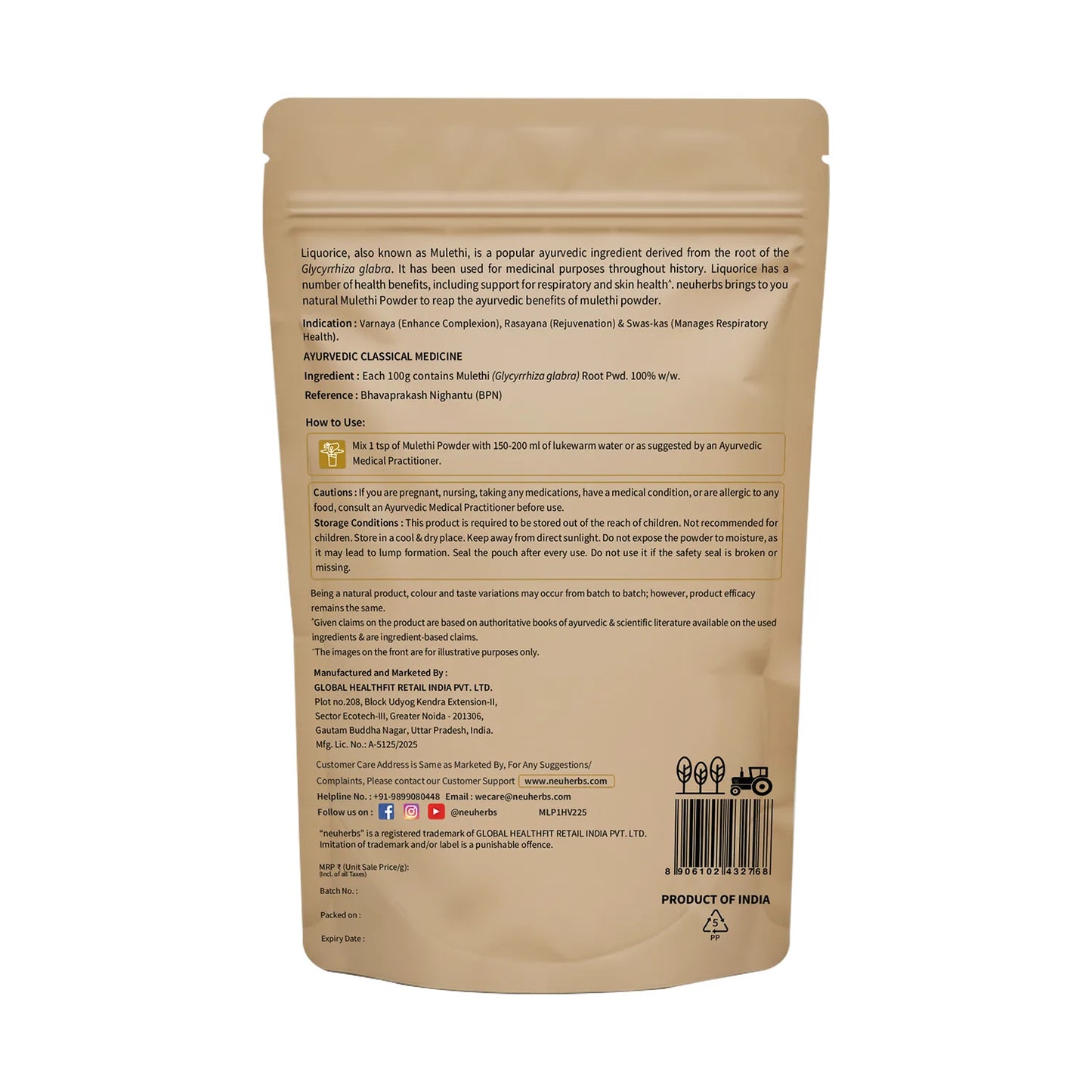 Mulethi Powder for Skin Tightening & Sore Throat
