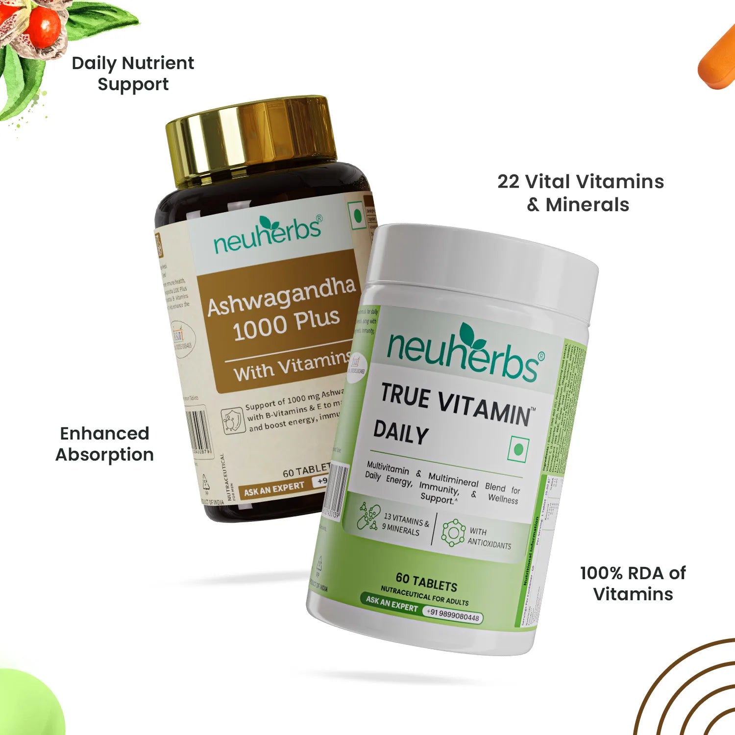 True Vitamin 60 Tablets & Ashwagandha 1000 Plus 60 Tablets Combo image 2