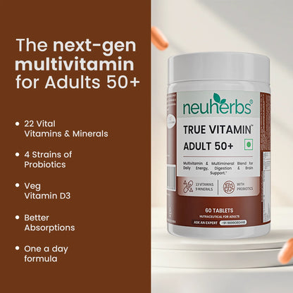 True Vitamin adult 50+ Tablets | Multivitamins for Adults
