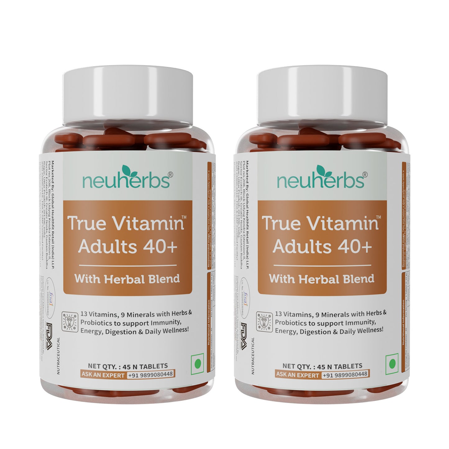 True Vitamin Adult 40+ Multivitamins - Immunity, Energy, Digestion