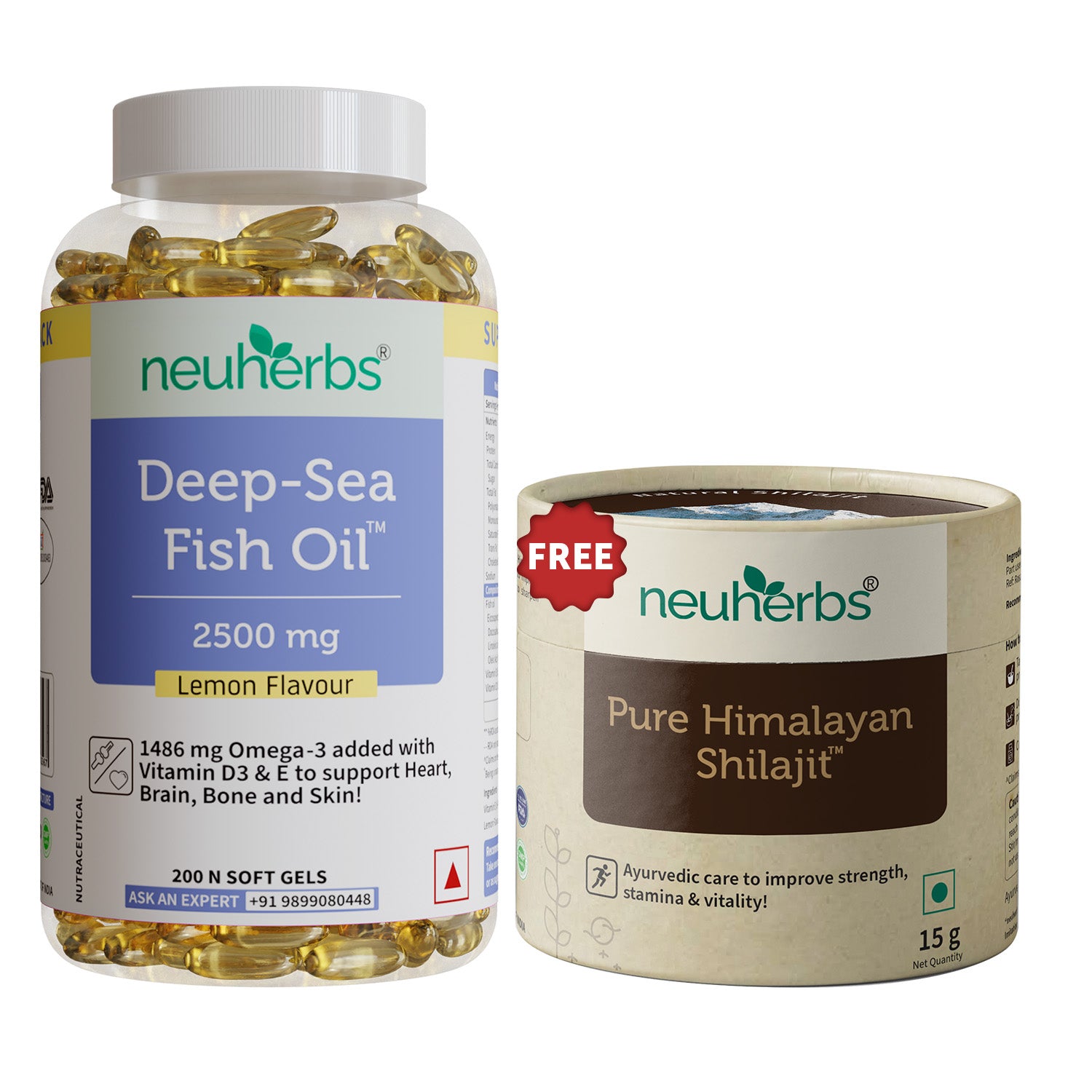 Deep Sea Fish Oil Capsules for Muscles with Free Shilajit Resin