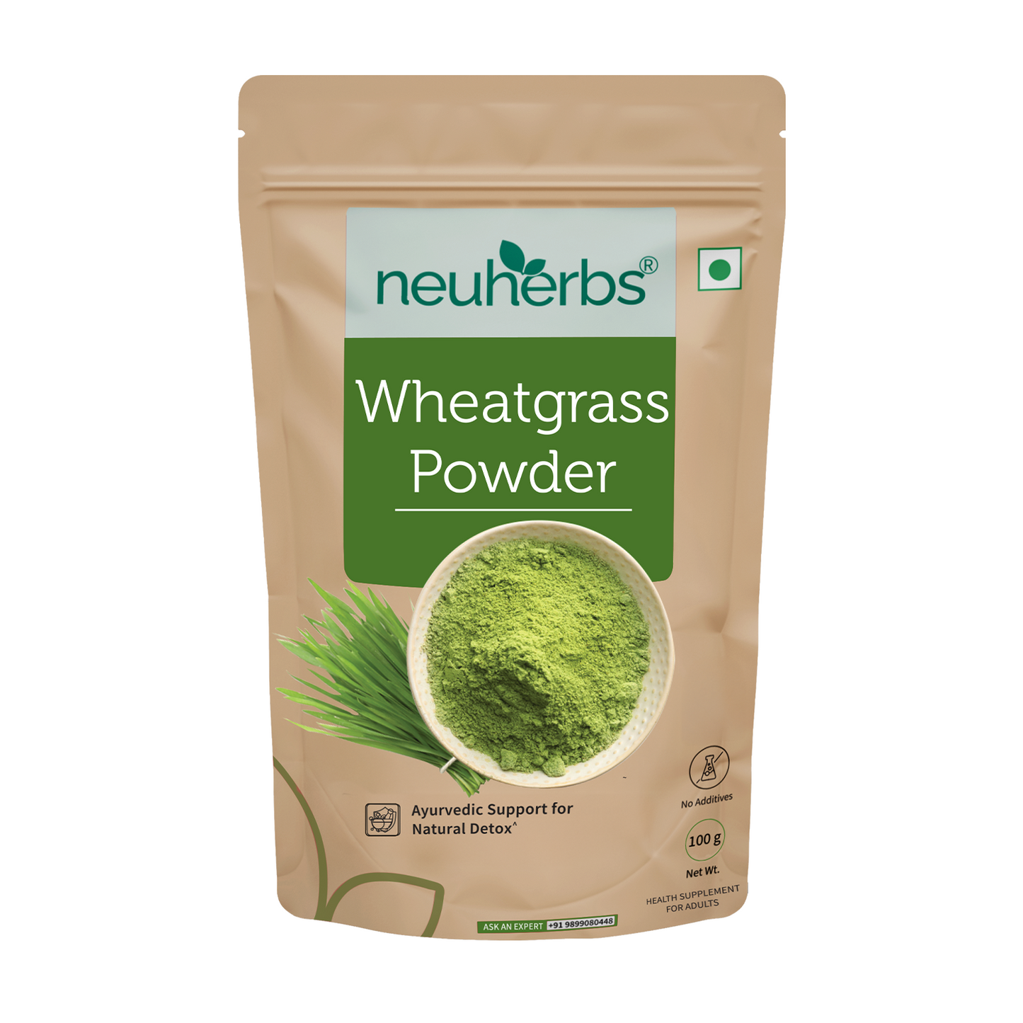 Neuherbs Organic Wheatgrass Powder front pouch view