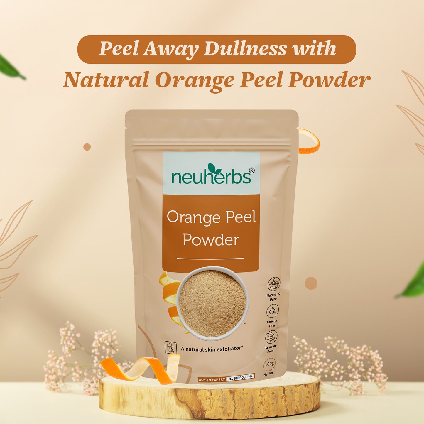 100% Natural Orange Peel Powder For Skin Glow & Reduce Dullness