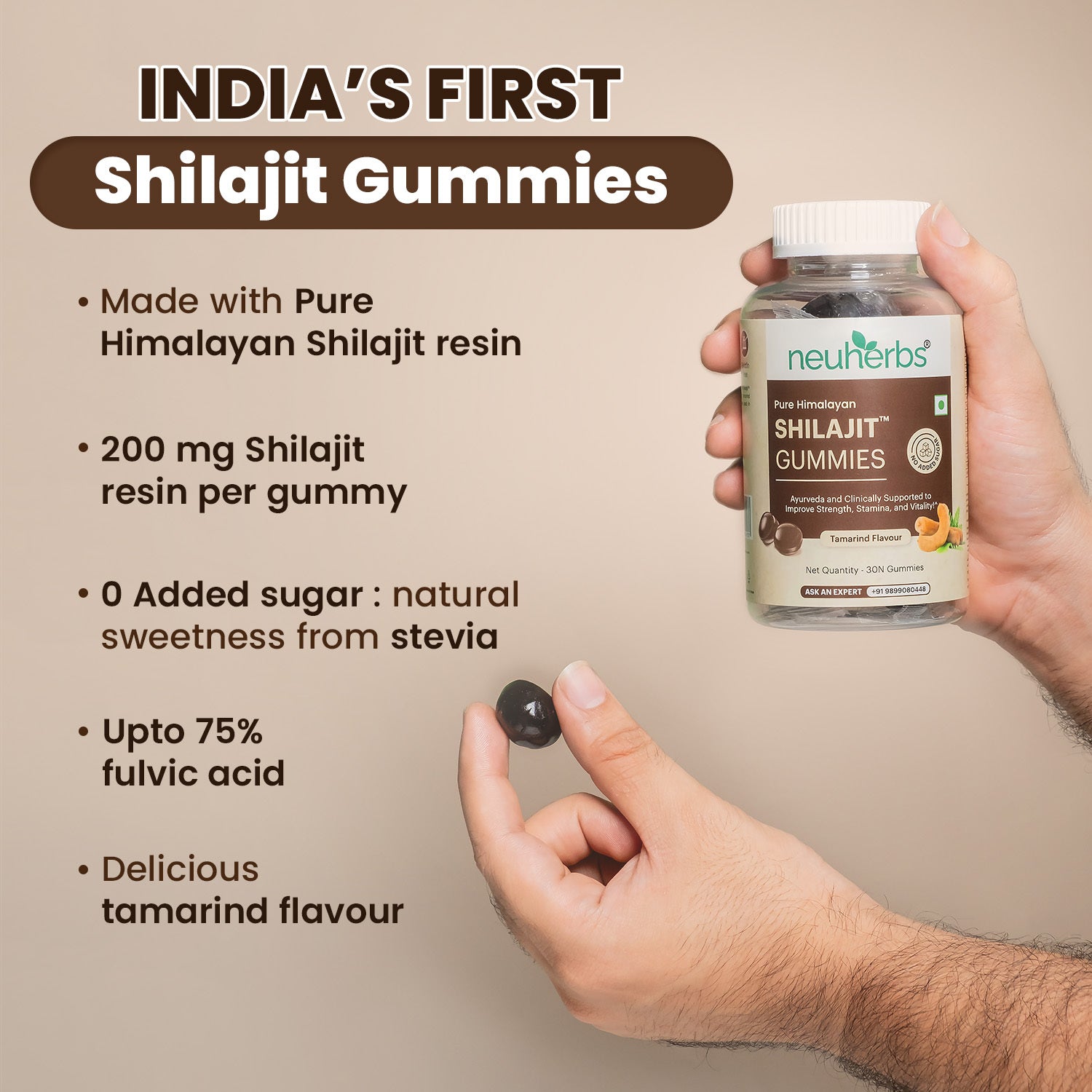 Pure Himalayan Shilajit Gummies 30 (Tamarind Flavour) for Stamina image 2