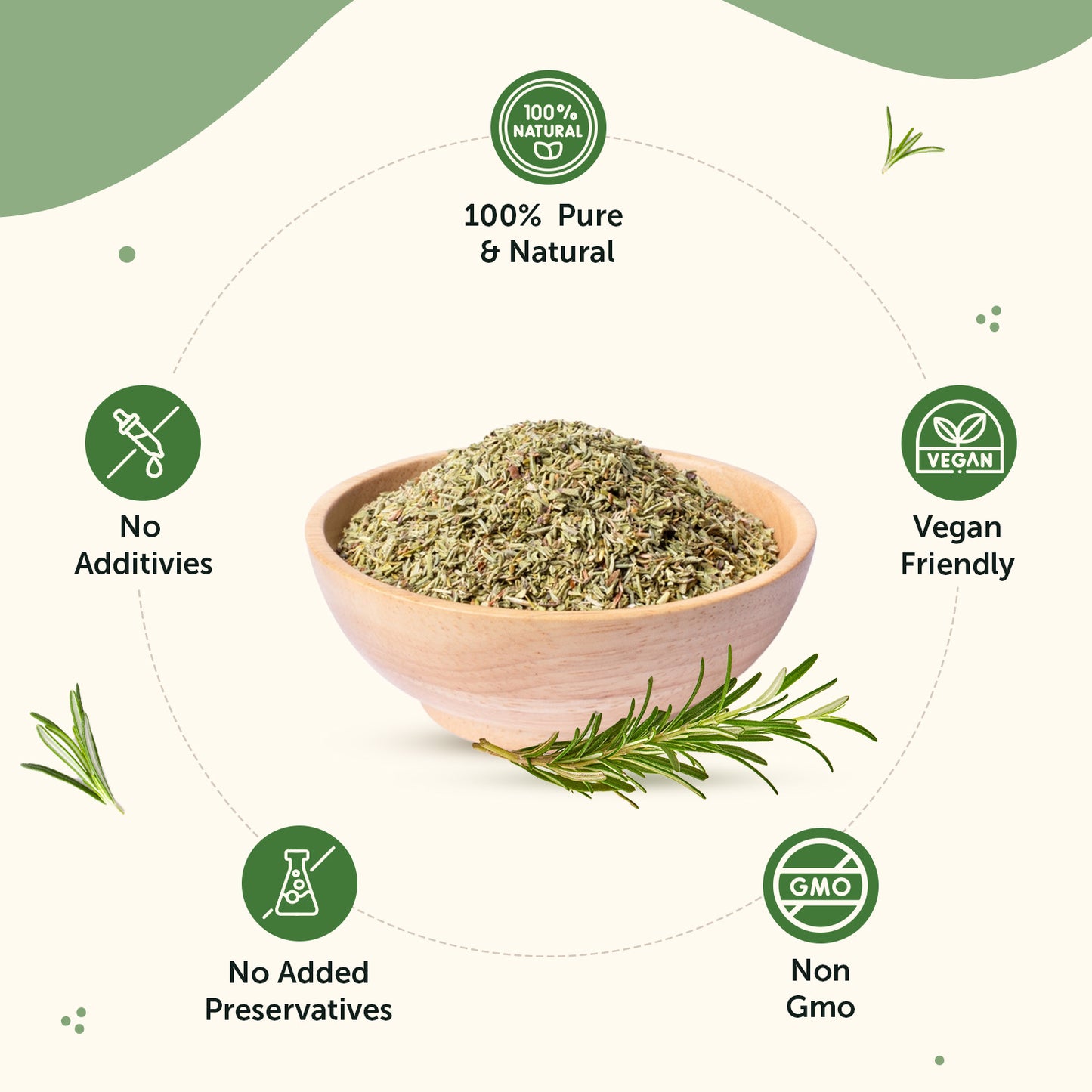 Pure Rosemary Dried Leaves to enrich Hair & Skin