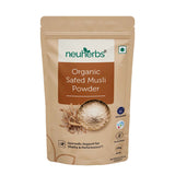Organic Safed Musli Powder for men's support of vitality, reduced physical weakness and high performance.