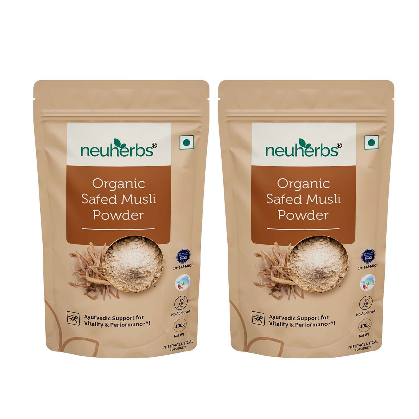 Organic Safed Musli Powder for men's support of vitality, reduced physical weakness and high performance.