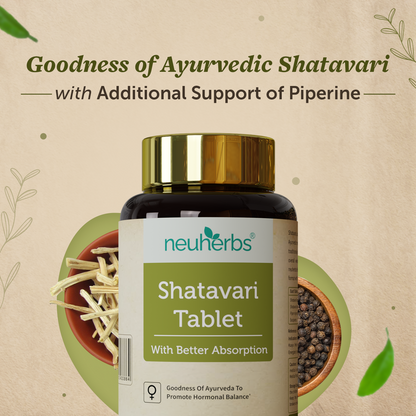 Ayurvedic Shatavari Tablets - Helps Maintain Women Hormonal Balance, Boost Immunity and Strength - 60 Tablets