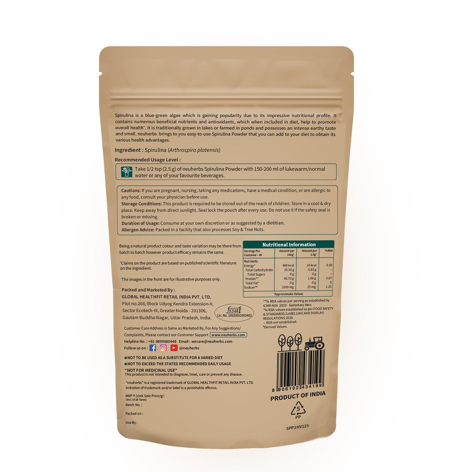 Natural Spirulina Powder to boost Energy & Immunity
