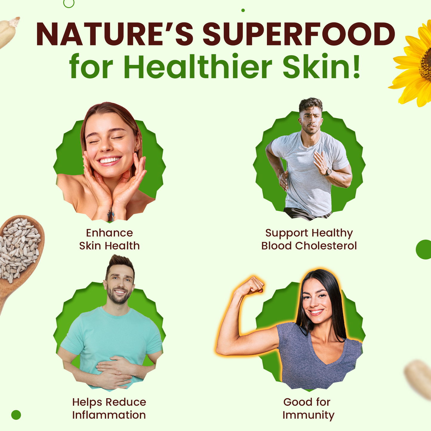 Organic sunflower seeds for healthier skin