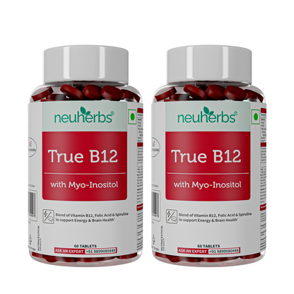 Plant-Based True Vitamin B12 Tablets For Energy & Brain