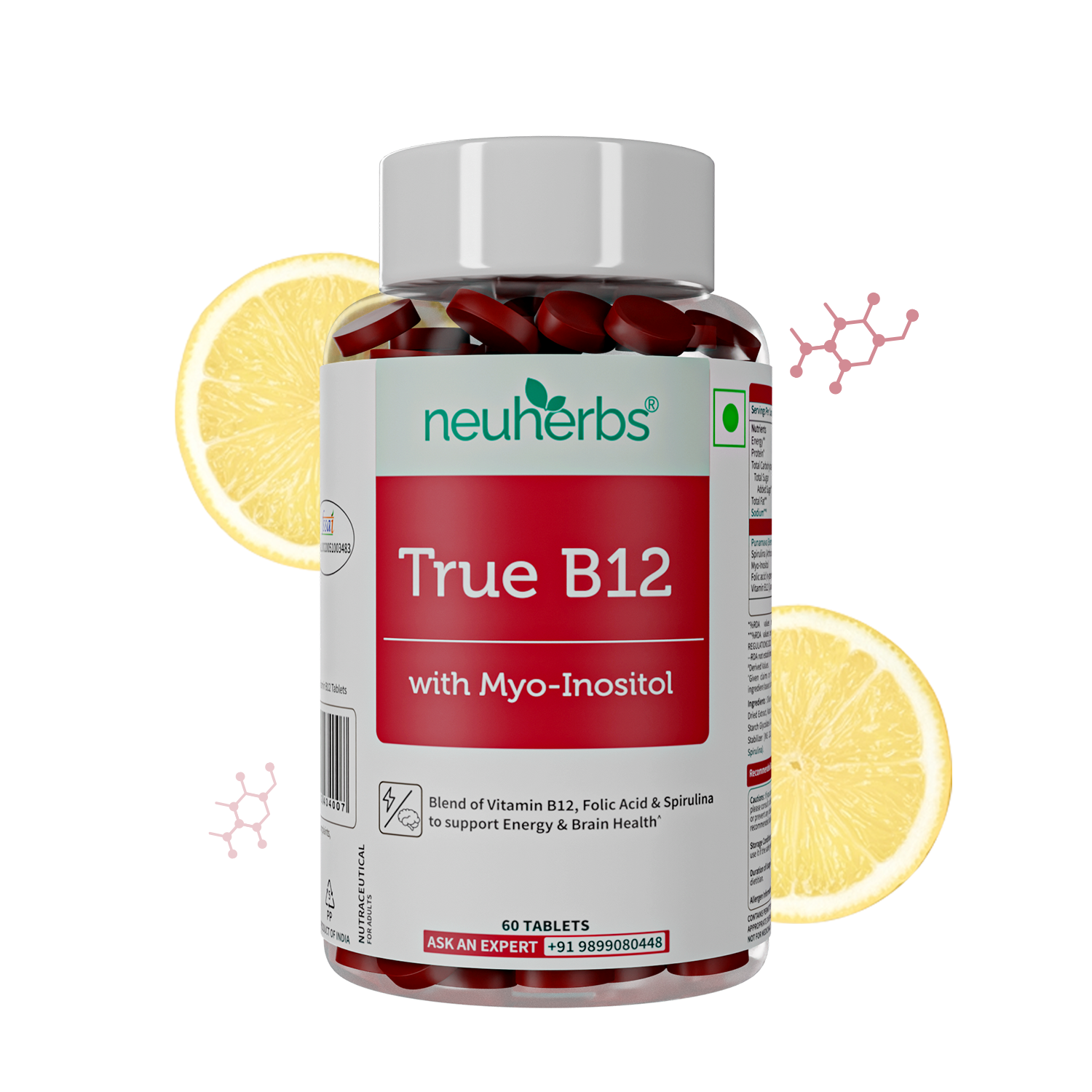 Plant-Based True Vitamin B12 Tablets For Energy & Brain image 1
