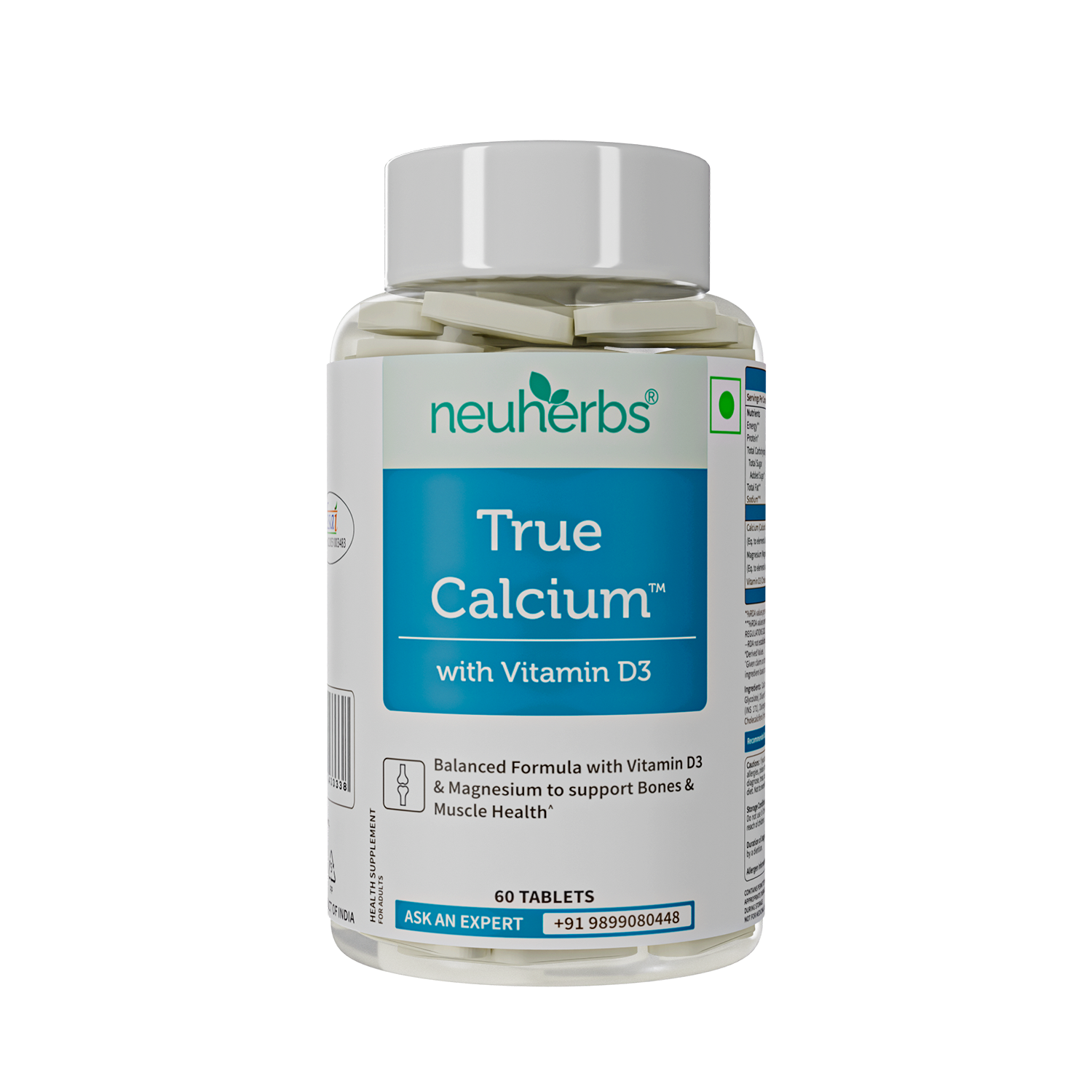 True Calcium Tablets with Plant Vitamin D3 for Stronger Bones