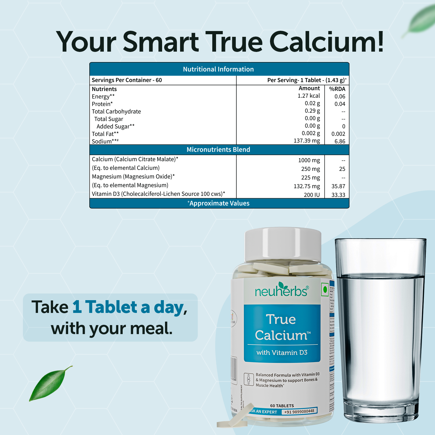 True Calcium Tablets with Plant Vitamin D3 for Stronger Bones