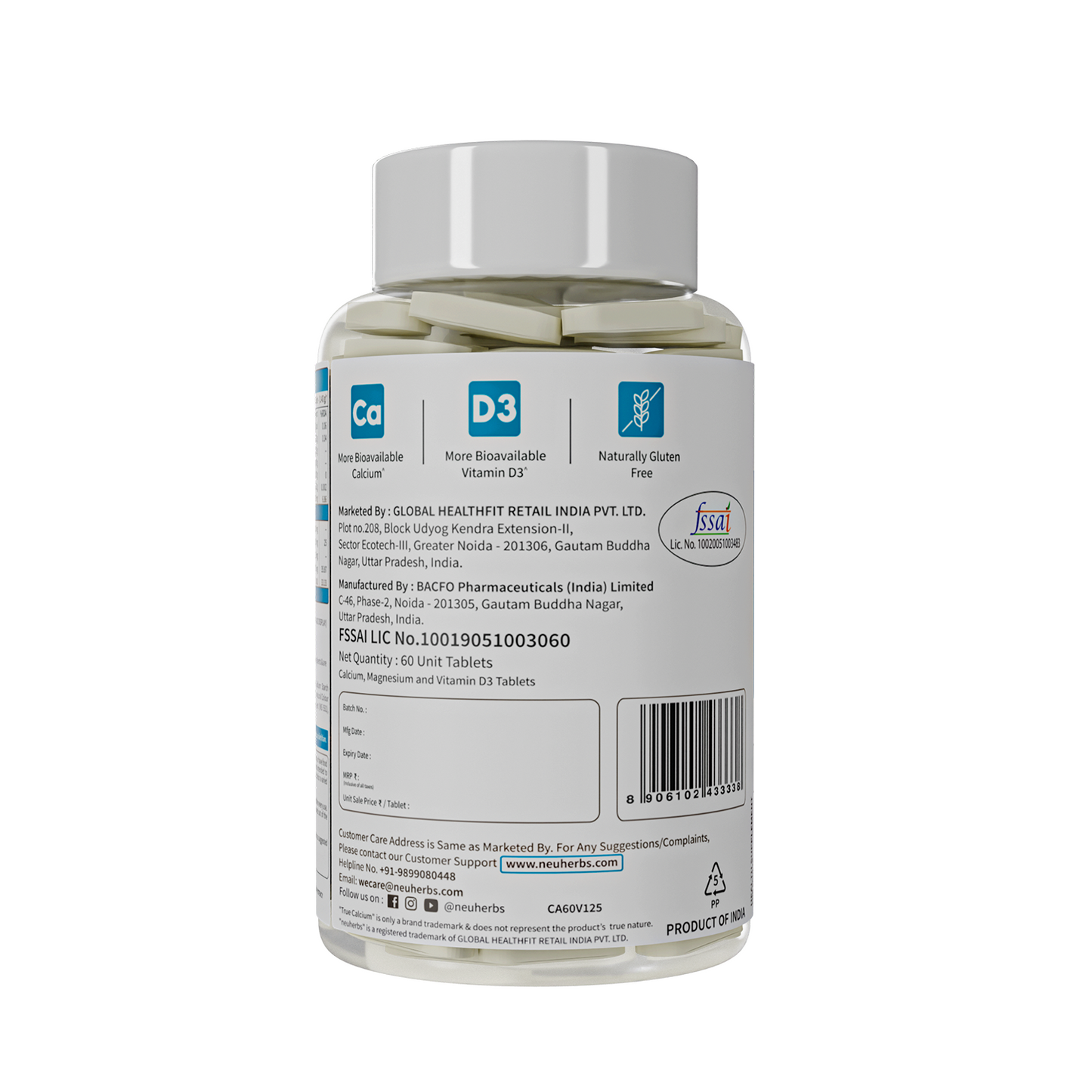 True Calcium Tablets with Plant Vitamin D3 for Stronger Bones