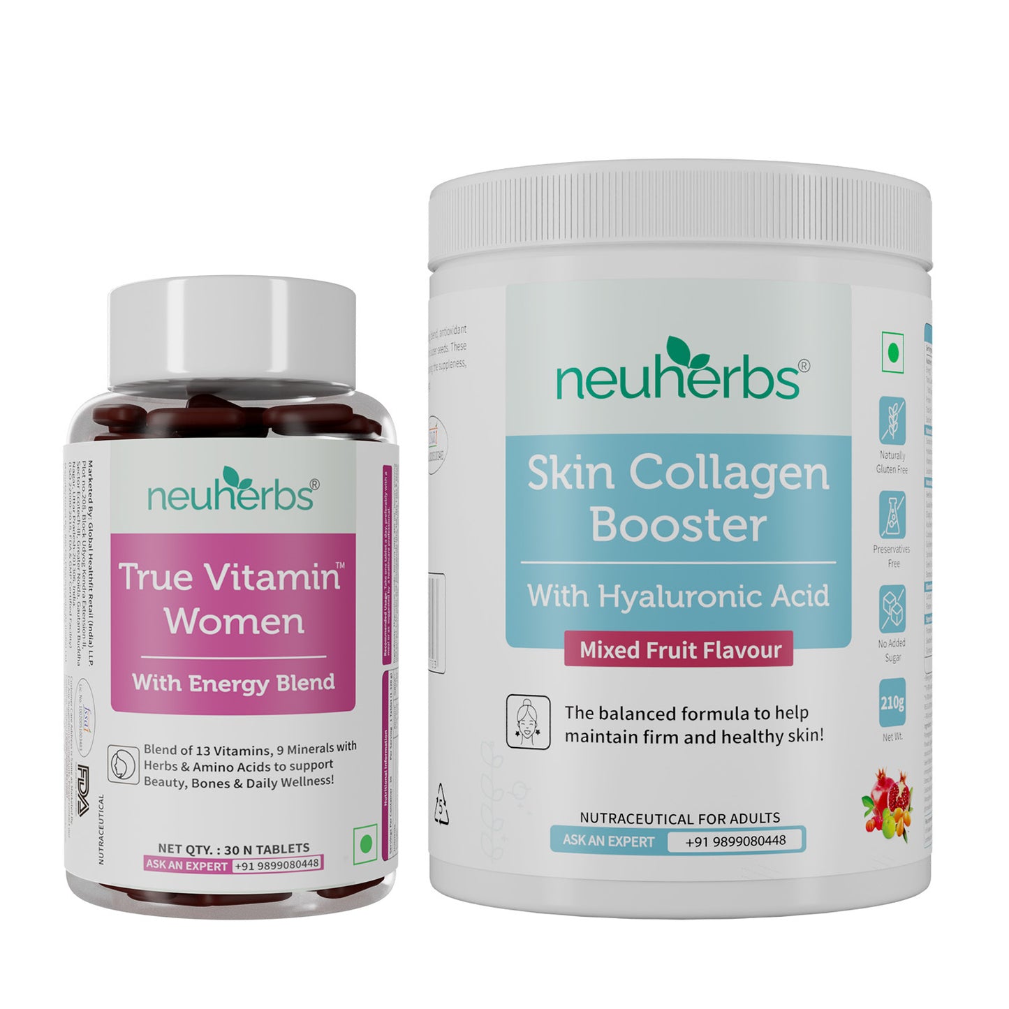 True Vitamin Women 30 Tablets & Skin Collagen Booster 210 g Combo