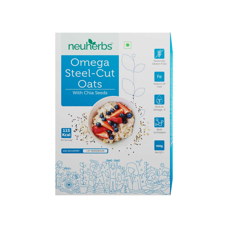 Omega steel cut Oats with Omega-3 and beta-glucans for Heart ,Blood Sugar & Weight Management