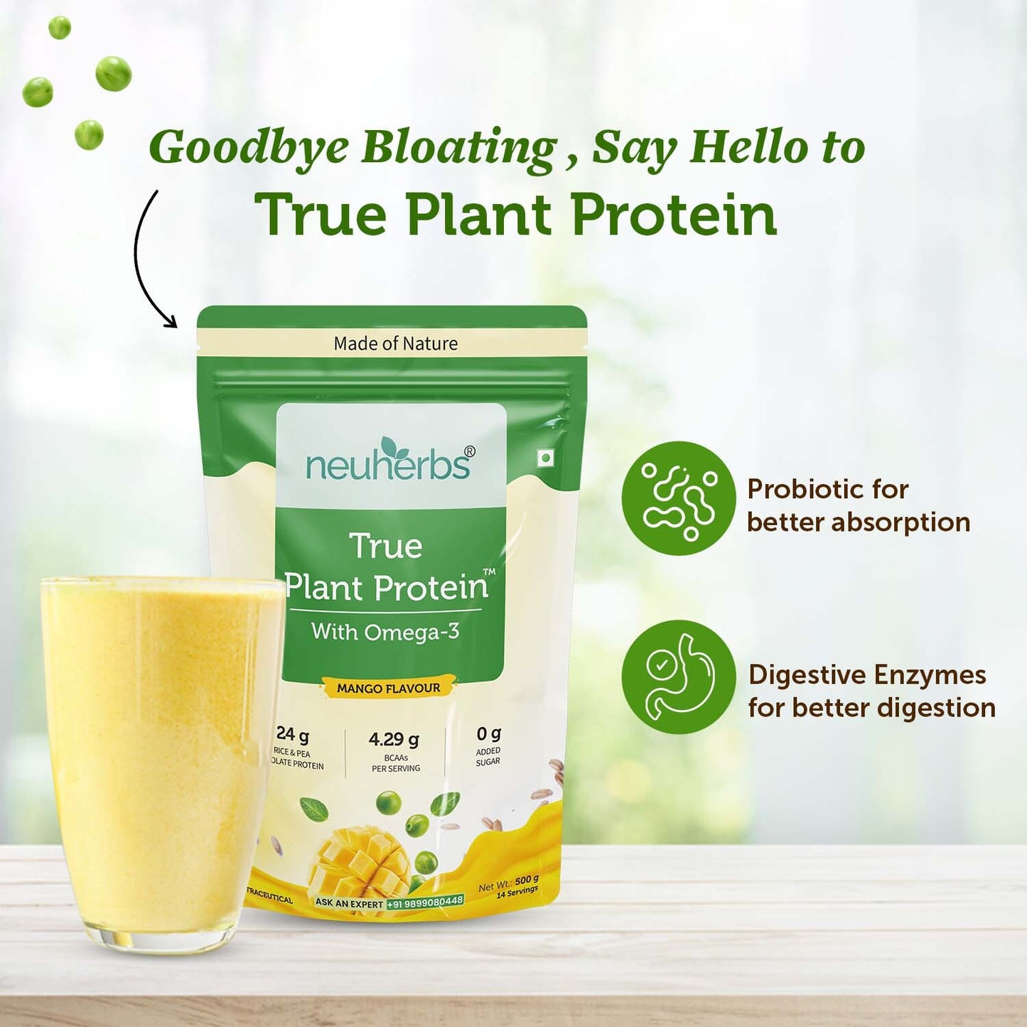 True Plant Protein Powder with Omega-3 (Mango/ Kulfi Flavour)