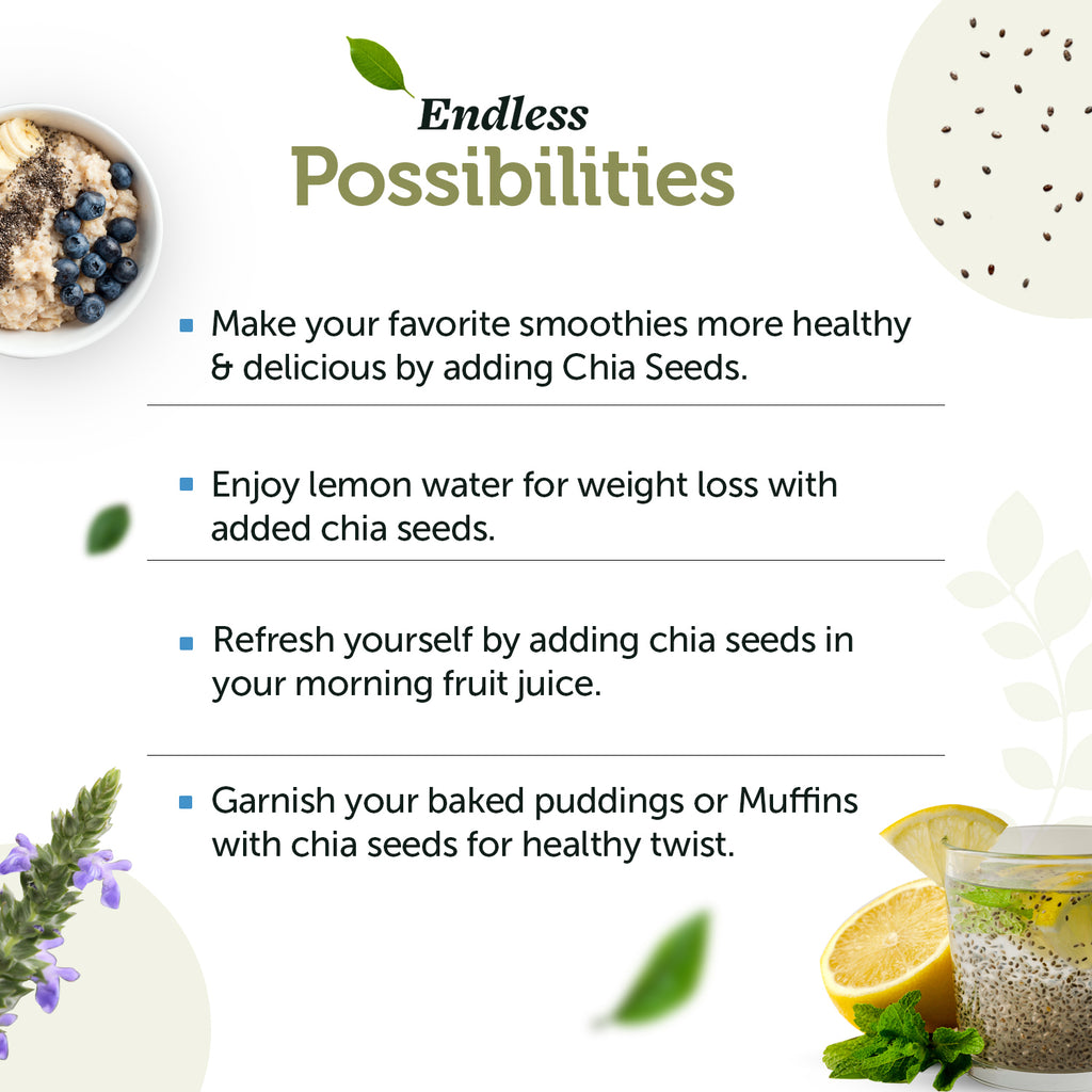 Raw Unroasted Chia Seeds with Omega 3 and Fiber helps in Weight Loss and blood sugar management for men & women