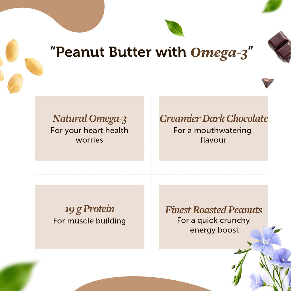Dark Chocolate Peanut Butter Creamy With the Power of Omega-3 and Rich Source of Protein Which Is Essential for Muscles Building