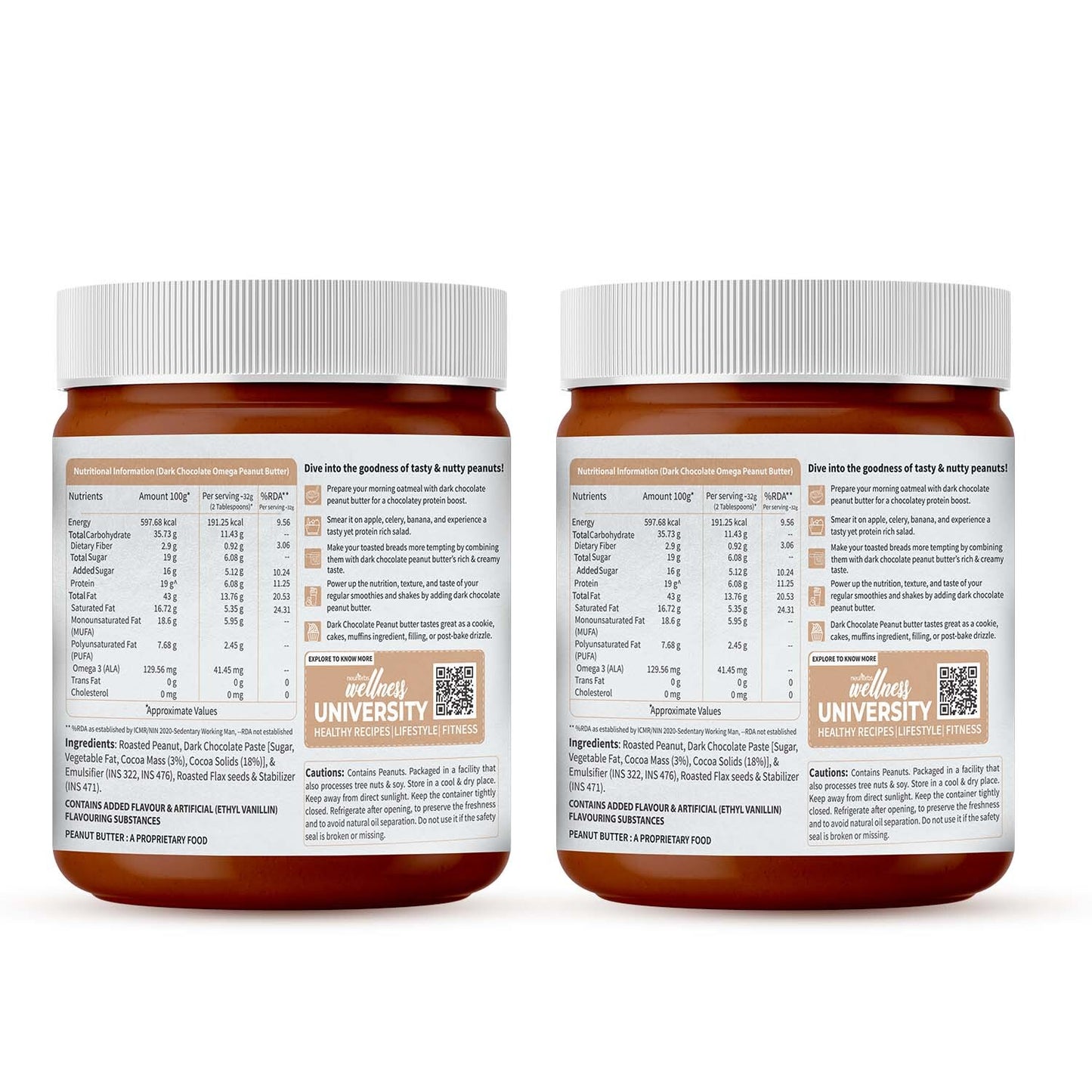 Creamy All Natural Peanut Butter (Dark Chocolate): Protein & Omega-3