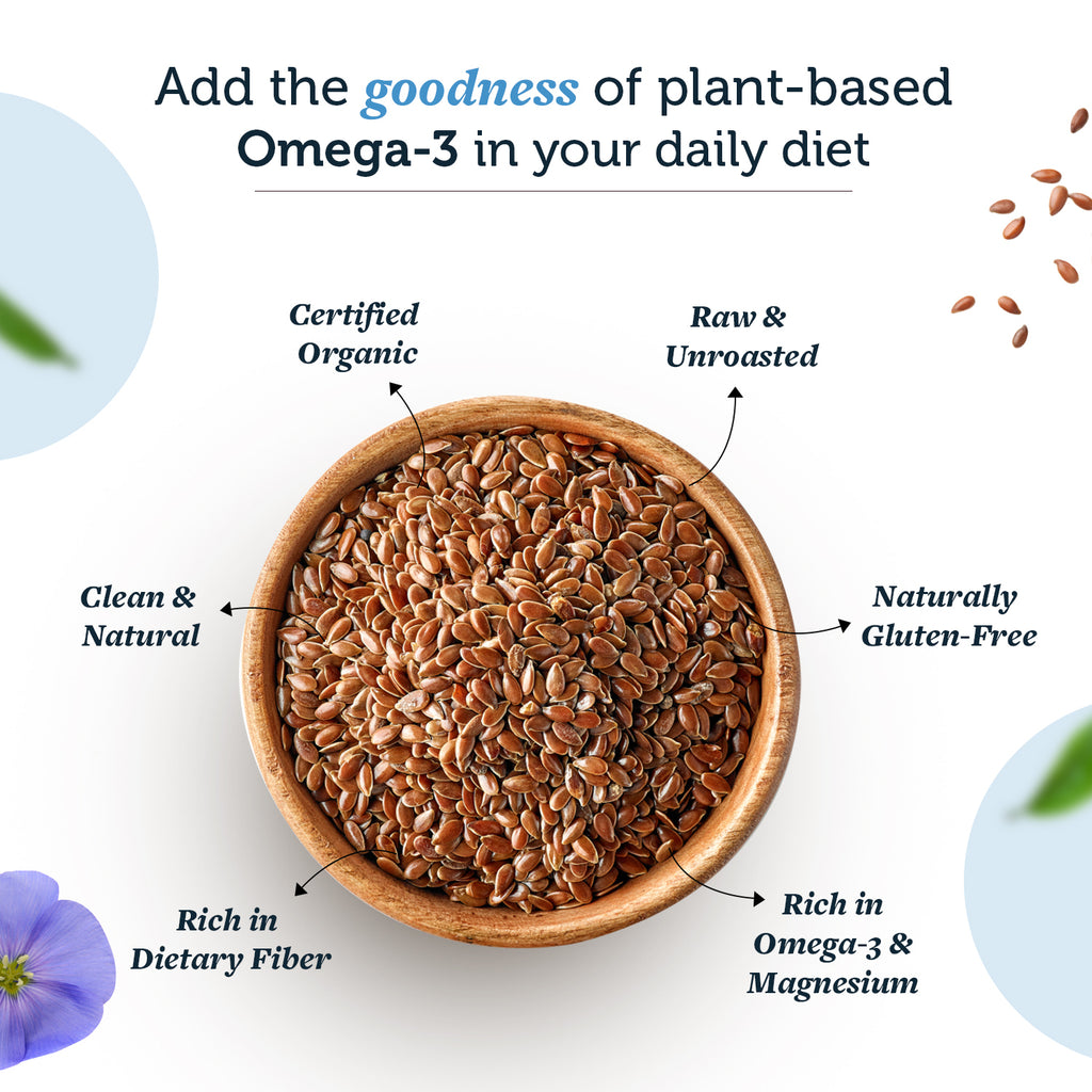 Raw Unroasted Flax Seeds naturally rich in Omega-3 fatty acids Helps in cholesterol levels, weight loss or management and strong Bones