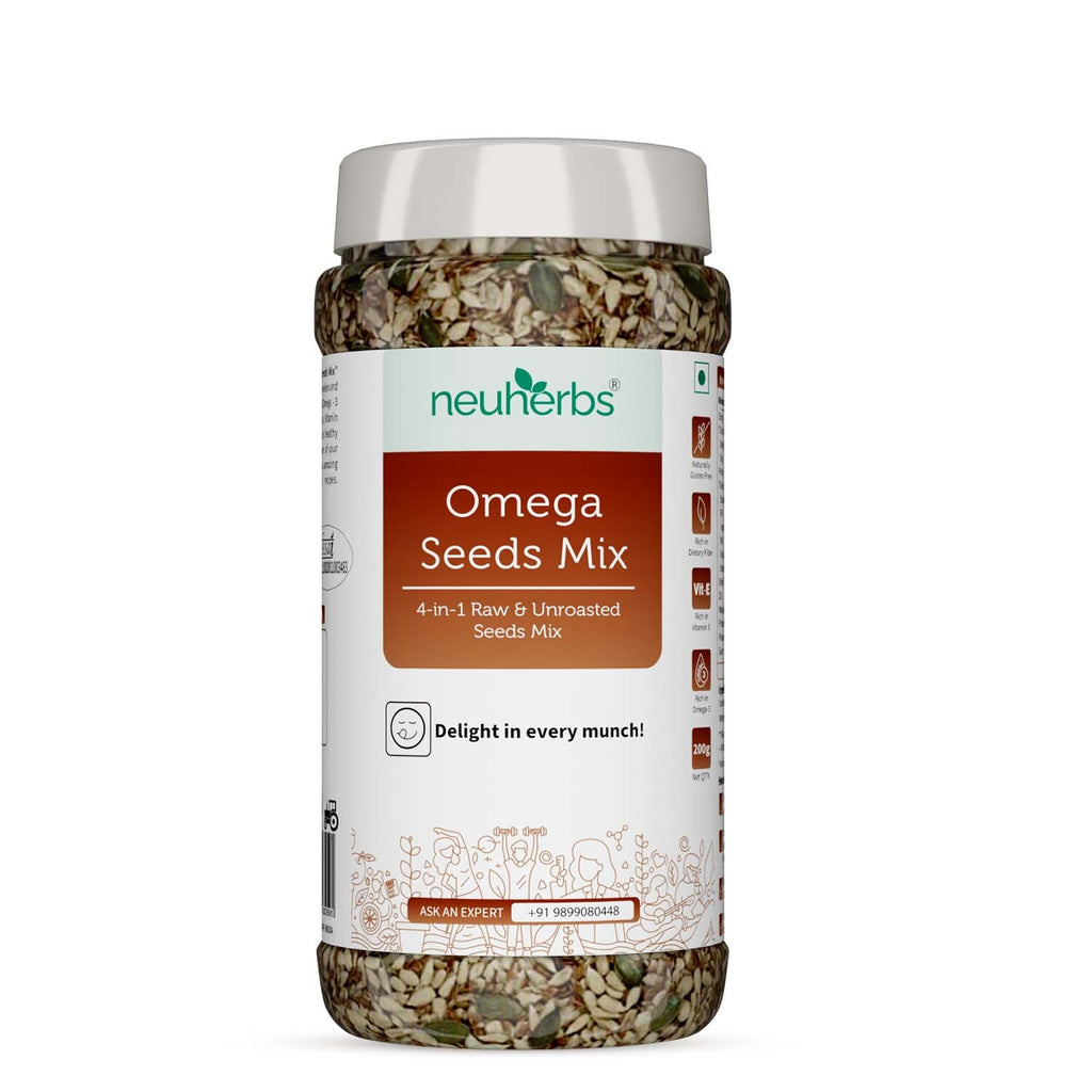 Omega Seeds Mix with richness of Flax, Pumpkin, Watermelon & Sunflower seeds with omega-3, dietary fiber, protein and essential nutrients helpful for Weight Loss, Heart & Good Skin