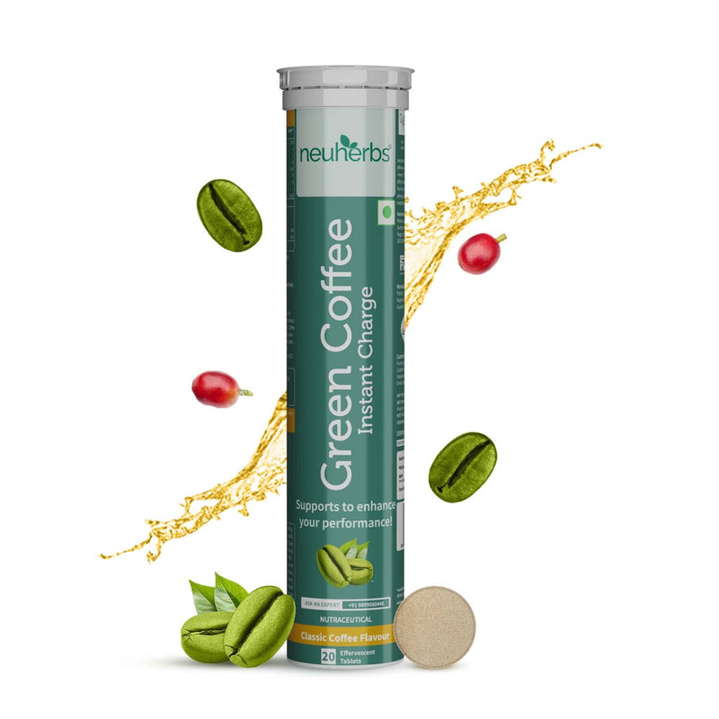 Plant Based Green Coffee Instant Charge in Classic Coffee Flavour effervescent tablets, Energy Booster For Men & Women, Zero Added Sugar, Boost Metabolism, Natural Caffeine