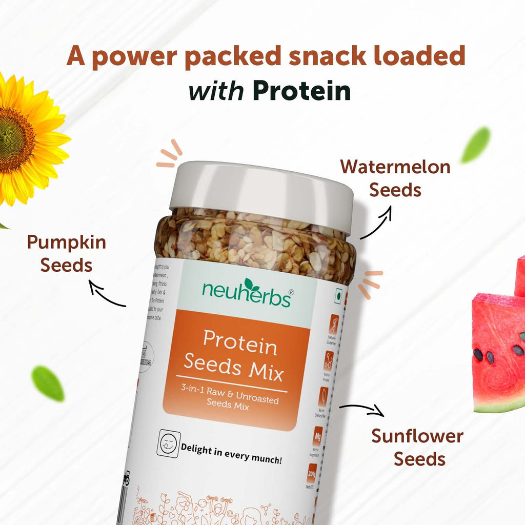 Protein Seeds Mix with watermelon, sunflower & pumpkin seeds rich in protein, dietary fiber, magnesium for protein goals, high energy & gut health