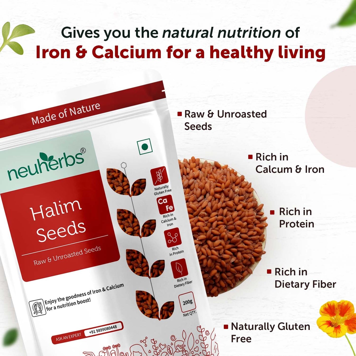 Halim Seeds high in nutrients such as Iron, Calcium, Dietary Fiber, Protein, Zinc, Magnesium & Phosphorus improve energy levels, strong bones & muscle health helps in low levels of hemoglobin