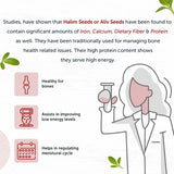 Halim Seeds high in nutrients such as Iron, Calcium, Dietary Fiber, Protein, Zinc, Magnesium & Phosphorus improve energy levels, strong bones & muscle health helps in low levels of hemoglobin