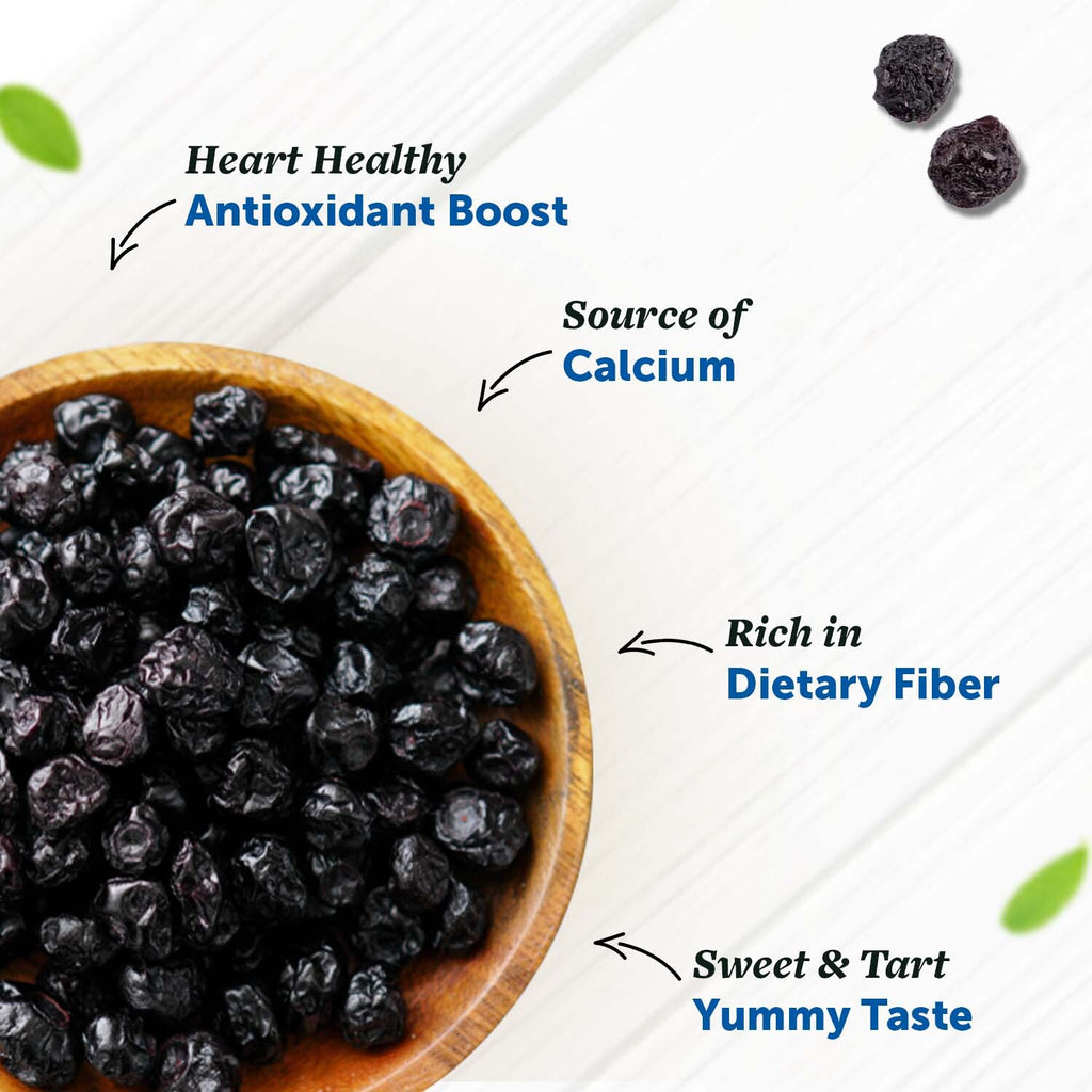 Dried Blueberries with authentic natural taste & flavour without added artificial preservatives good for a healthy heart, skin & gut