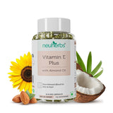 Plant Based Natural Vitamin E Plus From Sunflower Oil (With Almond Oil For Better Face , Skin & Hair) Certified Vegan - 30 Veg Capsules