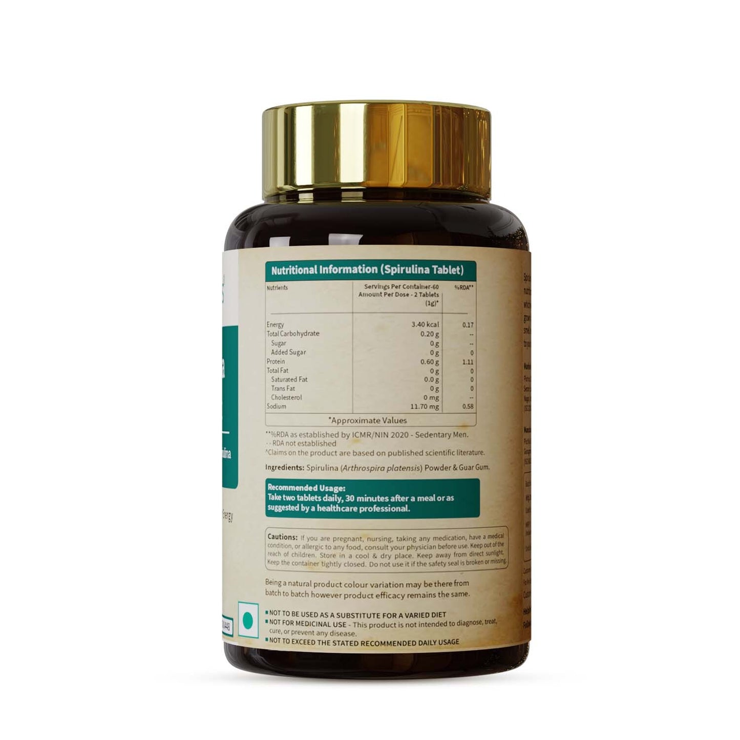 Organically Certified Spirulina Tablets for High Energy, Immunity and Weight Management for Men and Women