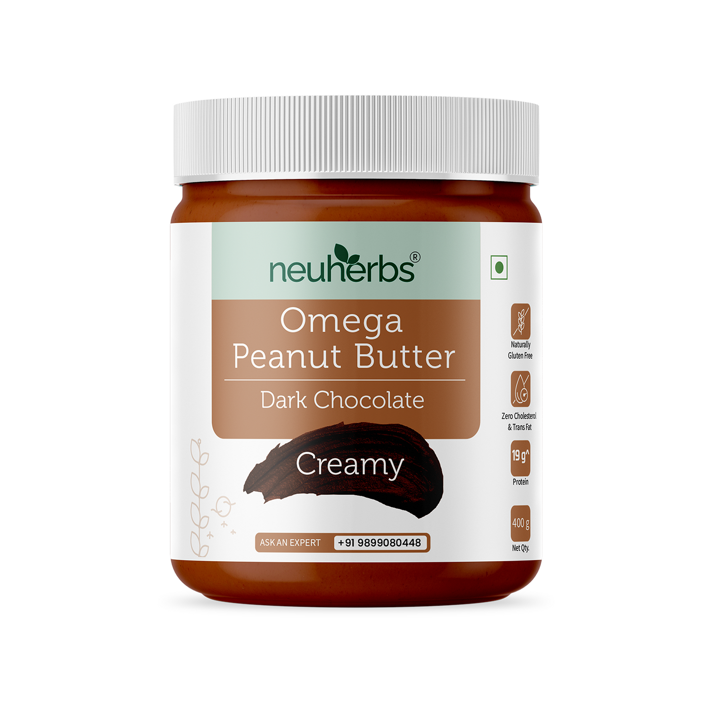 Creamy All Natural Peanut Butter (Dark Chocolate): Protein & Omega-3