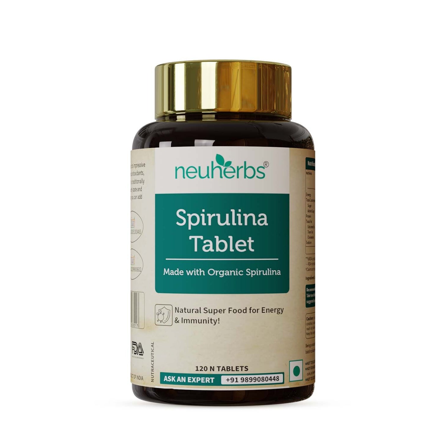 Organically Certified Spirulina Tablets for High Energy, Immunity and Weight Management for Men and Women